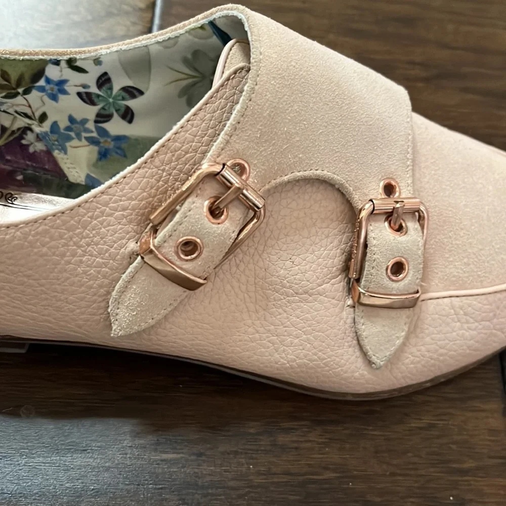 Ted Baker Naoi monk strap blush pink suede and leather shoe Size 5.5/ EU 36